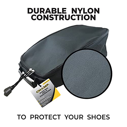 Champ Shoe Bag - Lightweight and Breathable for Any Atheltic Shoe Including Golf Spikes and More - Black
