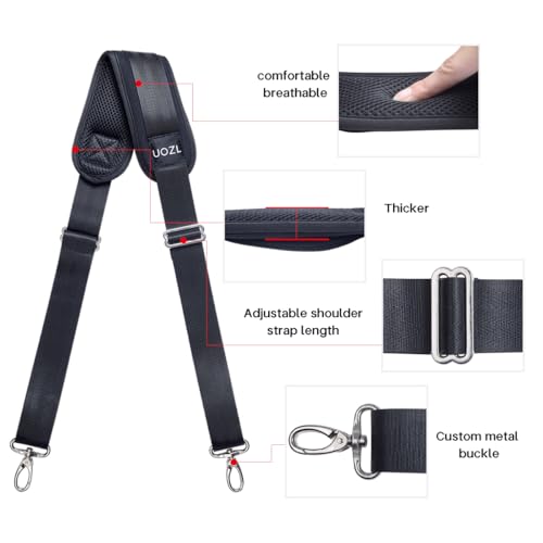 Shoulder Straps 79 inch Adjustable with Thick Soft Fixed Shoulder Pad | with Metal Swivel Hooks for Laptop Bag, Messenger Bag, Tool Bag, Camera,Luggage,for Mens and Womens - color: Black