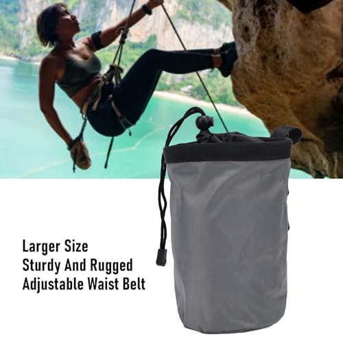Multifunctional Adjustable Athletic Chalk Bag with Zipper Pocket for Climbing Gymnastics Grey