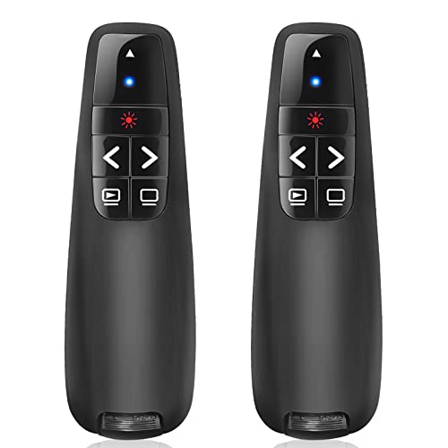 (2 Units) Presentation Clicker for PowerPoint, Wireless Presenter Remote | Ergonomic PowerPoint Remote Clicker with Red Laser Pointer for Computer Laptop/Windows/Mac/PPT/Google Slides Advancer - style: 2 Units
