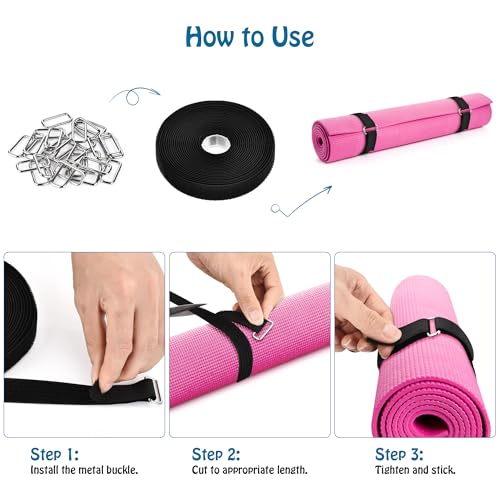 Nettbe 0.75" x39.4ft Hook and Loop Straps with 60 Buckles Adjustable Cut-to-Length Cable Ties - Reusable Nylon Fastening Tape Cable Straps for Storage or Organization (0.75in x 39.4ft) - size: 0.75in x 39.4ft