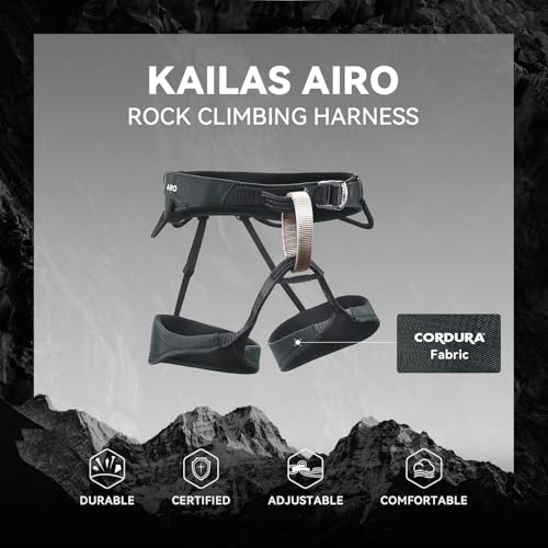 KAILAS Airo Rock Climbing Harness Men Roofing Harnesses Rescue Mountaineering Safety Belt Women Comfortable Lightweight - color: Black, size: Large