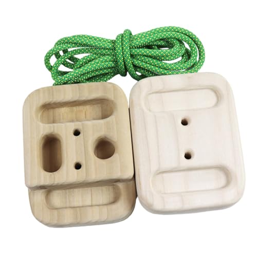 Climbing Hangboard Fingerboard Set - 2 Wooden Boards & Rope for Rock Climbing Training (12x15x4cm/4.7x5.9x1.6in)