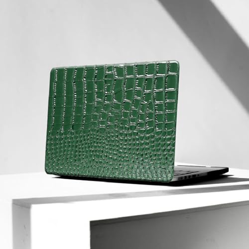 Crocodile Case for MacBook Air 13 inch 2026 M5, 2022-2025 M4/M3/M2 | Model A3449 A3240 A3113 A2681, Texture Crocodile Aligator Skin Snakeskin PU Leather Hardshell & Keyboard Cover, Emerald Green - color: # Shiny Green Crocodile