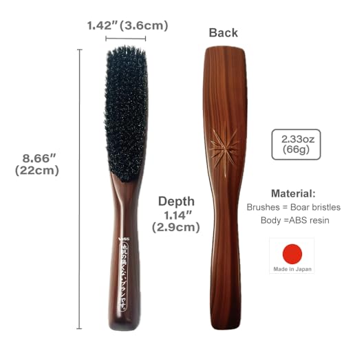Slick Back Hair Brush [ Made in Japan ] Soft Natural Boar Bristle Hair Brush