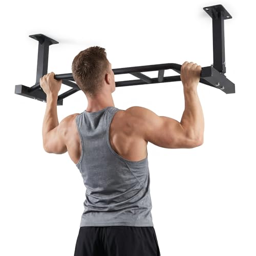 47 Inch Ceiling Mount Pull Up Bar Heavy Duty Multi-Grip Chin Up Bar Fitness Trainer for Garage/Home Gym and Strength Training Adjustable Height&Supports to 600 Lbs
