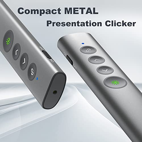 Rechargeable Green Laser Pointer for Presentation, Clicker for PowerPoint Presentations, USB-C/A Power Point Clicker, Wireless Presenter Remote for Computer/Mac/PPT/Google Slide Advancer - style: Metal 02 Green Laser