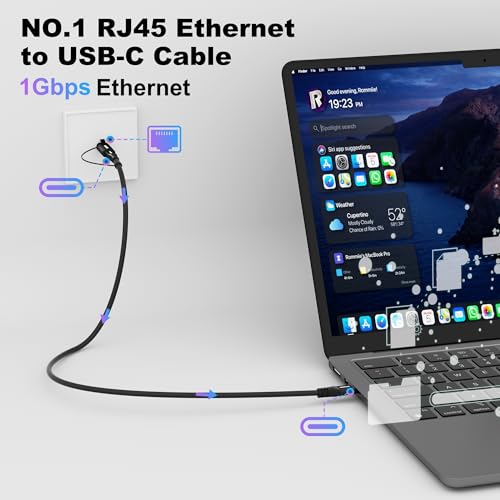 USB C to Ethernet Cable 6FT, 2-in-1 USB C to RJ45 Adapter (1Gbsp Ethernet) & USB C Cable (10G/4K/100W), Thunderbolt 4/5 Compatible, Ideal for MacBook, iPad Pro, XPS, Surface Pro, Essential for Travel - size: 6 FT