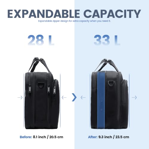 EMPSIGN Laptop Bag Briefcase for Men, 17.3 Inch Computer Case, Black-Red | Expandable Computer Bag, Water Repellent, Shoulder Messenger Bag, Detachable Strap, Work Business Travel Office - color: Black/Red
