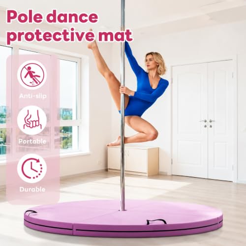 Folding Portable Pole Dance Crash Pad, Fitness Gymnastic Yoga Safety Protection Pad, Round Foldable Aerial Yoga Mat for Pole Dancing, Gymnastics, Aerial Hoop - size: 120*3cm/47.2*1.2in