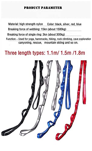 2Pcs Adjustable Anti-Gravity Chrysanthemum Swing Flying Stretch Belt Rope Climbing Daisy Chains Extension Yoga Belt Hanging - color: Black, size: 1.5M