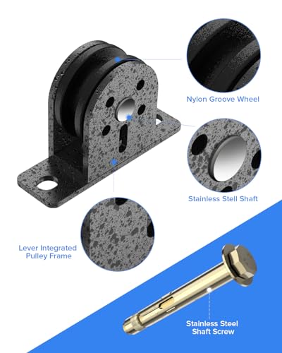 Wall Mount Pulley, Fixed Pulley Block 600LBS for Gym, 2PCS | Stainless Steel, Smooth Bearing, Nylon Wheel, Lat Pulldown, Home Gym, Hoist, Lifting, Attics, Clothesline