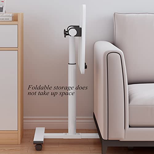 Overbed Table Adjustable Overbed Table Portable 360° Tilting Laptop Computer Sofa Table,Over Chair Tables for Disabled with Wheels,Adjustable 90Cm Desk,White - color: White