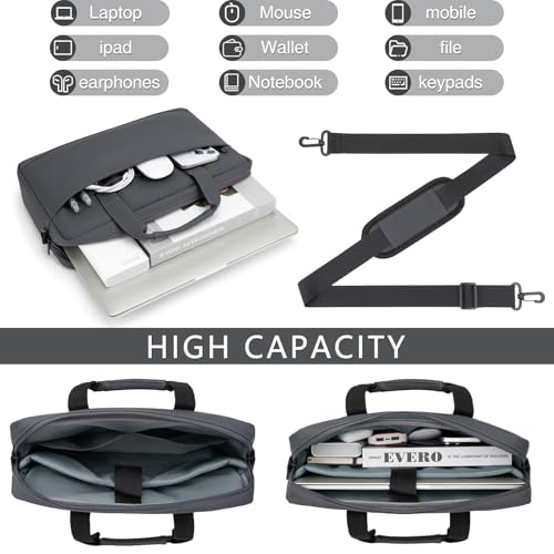 15.6 16 inch Laptop Carrying Shoulder Bag Waterproof Briefcase Compatible with MacBook Acer ASUS HP Surface Dell Chromebook, Gray - color: Gray, size: 15.6"-16"