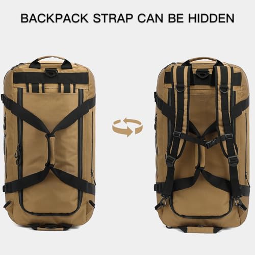TUGUAN 100L Extra Large Travel Duffle Bag Backpack for Men, 3 in 1 Sports Duffel Bags W/Adjustable Shoulder Strap & Dividers Gym Equipment/Gear Weekend Overnight Bag for Trip Camping Hiking, XL Brown - color: Brown