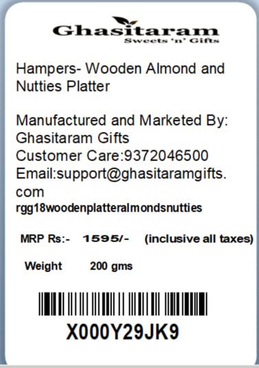 Ghasitaram Gifts Mother's Day Gifts - Hampers- Wooden Almond and Nutties Platter