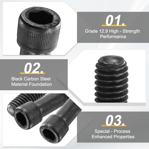 PATIKIL 5/16"-18 x 4 Socket Head Cap Screws Bolts, 10Pcs Carbon Steel Hex Head Metric Screws for Door Road Bicycle Mountain Bike Auto Ship Communication Equipment, Black - size: 5/16"-18 x 4
