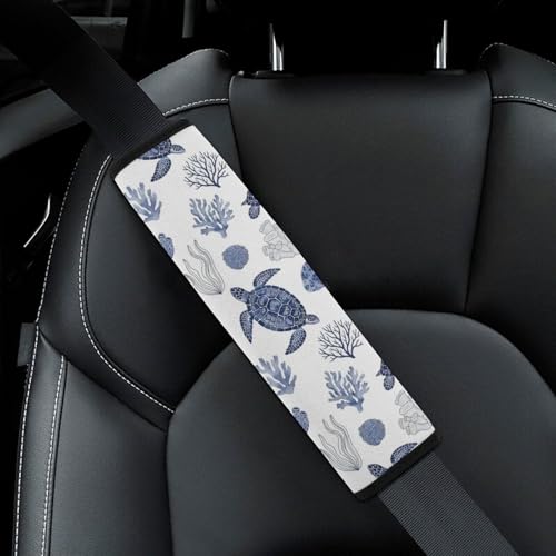 2 Pack Sea Turtle Grass Natural Watercolor Car Seat Straps Shoulder Pads Universal Soft and Comfortable Seat Belt Cushion for Adults and Children, Stroller Pushchair High Chair - color: Pattern 434