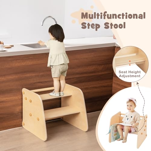 INFANS 7 in 1 Climbing Toys for Toddlers, Upgrade Wooden Montessori Cube Climber Set with Reversible Ramp Slide Ladder Seesaw, Indoor Pikler Climb Activity Jungle Gym Present for Kids Age 3+ - style: 7 in 1