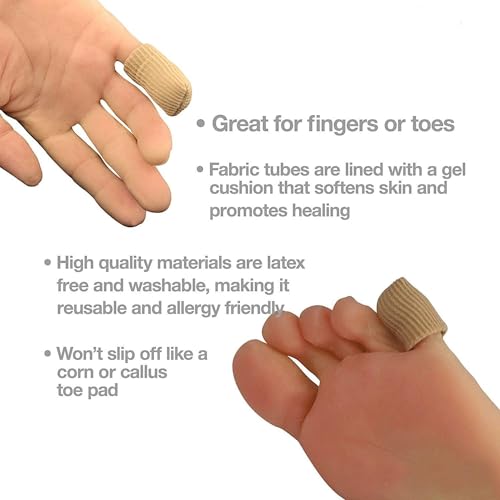SOHLER 6 Packs Closed Toe Caps Finger Covers Sleeve Protectors, Elastic Fabric Lined with Soft Gel (Large) - size: Large