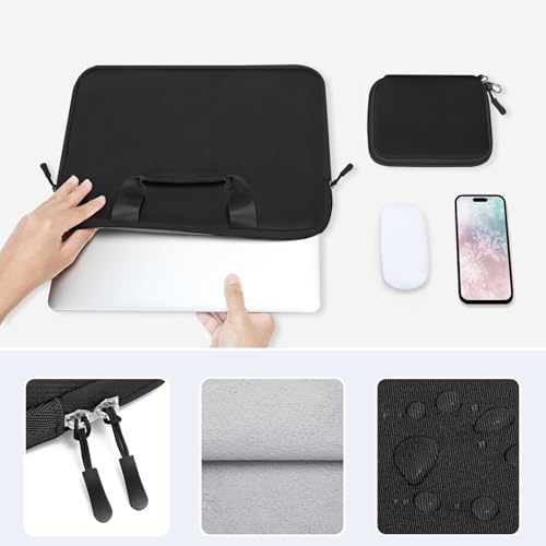 MOSISO Laptop Case 13.3 inch, 13-13.3 inch Laptop Sleeve Carry Computer Bag | Compatible with MacBook Air/Pro 13/Pro 14, HP Dell ASUS Lenovo, Neoprene Bag with Handle&Detachable Small Case, Black - color: Black, size: 13.3 inch