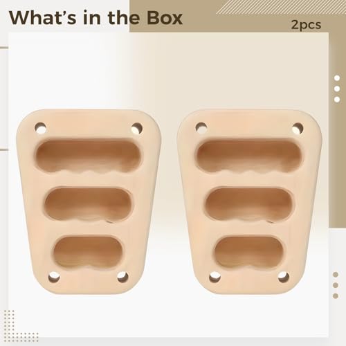 2 Pcs Wood Hangboard, Climbing Finger Strength Training Board with Three Finger Grooves, Portable Trapezoid Rock Climbing Holds, for Home Gym and Pull Up Bar