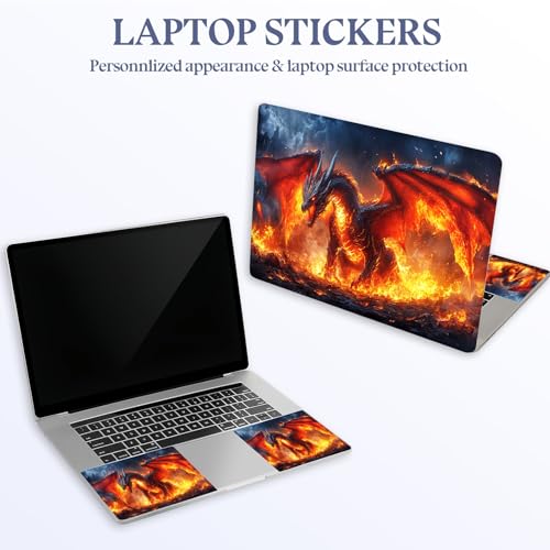 Universal Laptop Skin Sticker Decal,15.6 Inch Laptop Vinyl Cover for 13" 14" 15.6" Laptop,Scratch-Resistant Waterproof Protector Wrap,Reusable with Wrist Pads,Blazing Dragon Ruins - color: Blazing Dragon Ruins