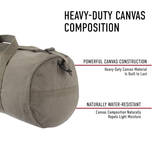 Rothco Heavy-Duty Canvas Shoulder Duffle Bag - Rugged Travel Gym Gear Equipment Bag - color: Earth Brown, size: 15 Inches