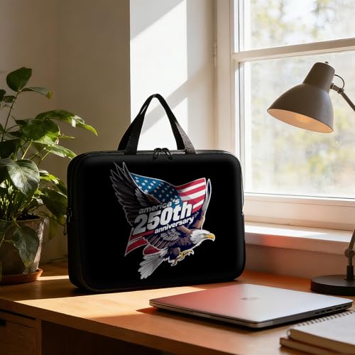 Laptop Bag 13 Inch,Resistant Shockproof Laptop Sleeve Case Protective Cover Carrying Case with Handle Compatible for HP Dell Lenovo Acer Asus Notebook Computer,America 250 Eagle Flag - color: America 250 Eagle Flag, size: 13-13.3 in