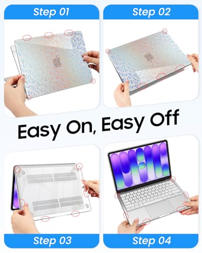Fintie Case for MacBook Neo 13 Inch A3404 2026, Crystal Laser Bow | Snap-On Hard Shell Cover, Ultra-Thin, Slim Fit, Lightweight - color: Crystal Laser Bow