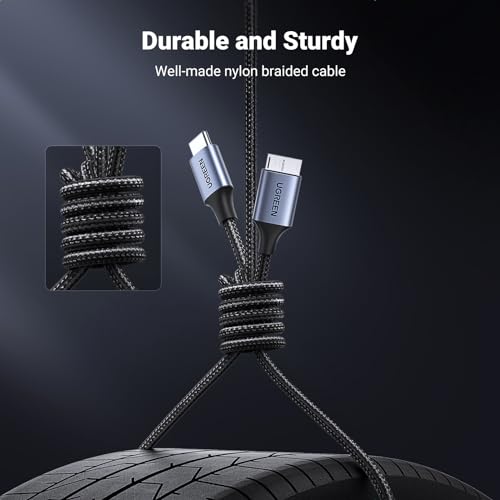 UGREEN 10Gbps USB C to Micro B Cable 1.5FT for External Hard Drive | 10Gbps transfer speed, braided shield, 40000+ bend tests, aluminum alloy shell, wide device compatibility - size: 1.5 FT
