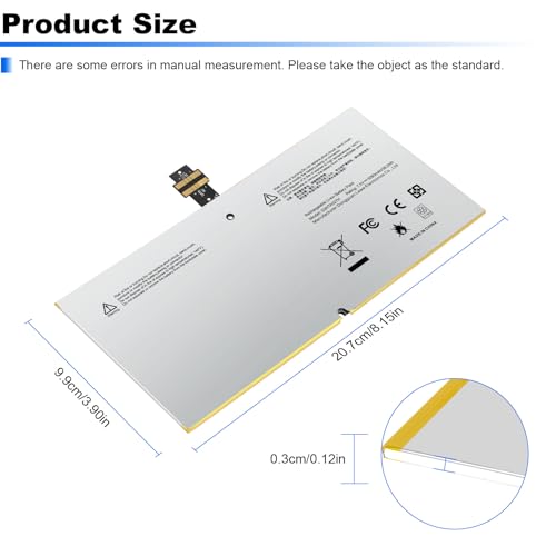 Fancy Buying G3HTA027H DYNR01 Laptop Battery Replacement for Microsoft Surface Pro4 Pro 4 1724 12.3 inch Tablet DYNRO1 G3HTA026H G3HTA027H (7.5V 38.2Wh 5087mAh) - size: 8.15*3.9*0.12inch