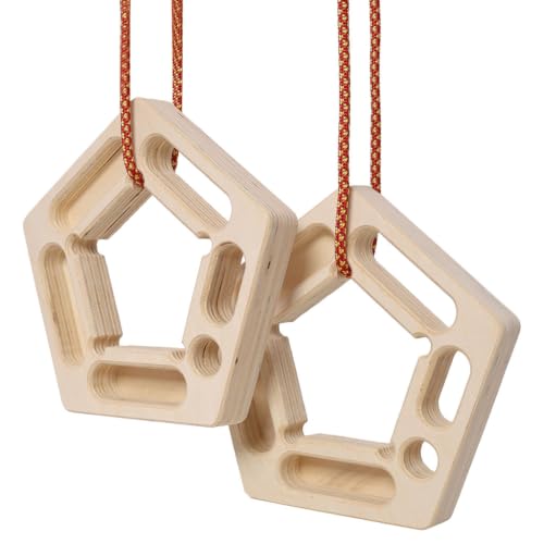 Portable Wooden Rock Climbing Hangboard Fingerboard Trainer, Grip Strength Training Board with Rope Mount System, Lightweight Climbing Training Equipment for Finger Strength & Forearm Workout