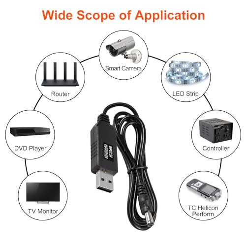 AITRIP USB to DC Power Cable 5V to 12V Boost Converter 8 Interchangeable Plug Connectors Adapters for Router, Mini Fan and Speaker（8-in-1） - color: 8-in-1