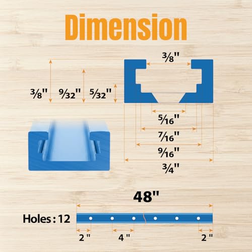 POWERTEC 71158 48 Inch Double-Cut Profile Universal T-Track with Predrilled Mounting Holes, T Track for Woodworking Jigs and Fixtures, Drill Press Table, Router Table, Workbench, 2 Count, Pack of 1 - size: 48" T track, 2PK