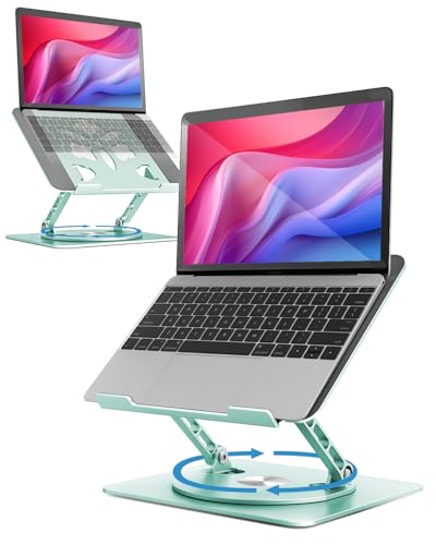 Aoviho 360° Rotating Laptop Stand for Desk | Adjustable, Foldable, Portable Aluminum Ergonomic Riser | Compatible with MacBook, Dell, HP & All Laptops 10-16 inch | Mint Green - color: Mint Green