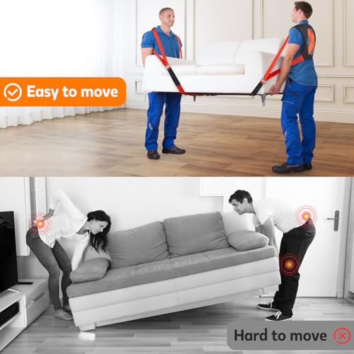 Moving Straps for Lifting Heavy Furniture: 2-Person Lifting & Moving System | High-density nylon, padded shoulders and adjustable buckles support up to 800 lb for appliances, mattresses and bulky items