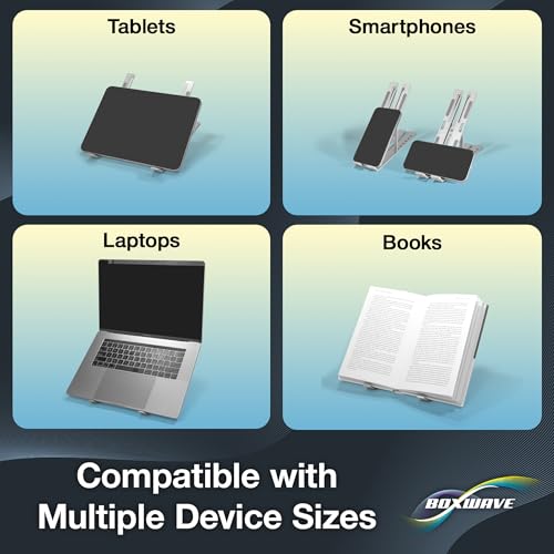 BoxWave Stand and Mount Compatible with Amazon Fire HD 10 (9th Gen 2019) - Compact QuickSwitch Stand, Portable Multi Angle Viewing Foldable Riser - Metallic Silver