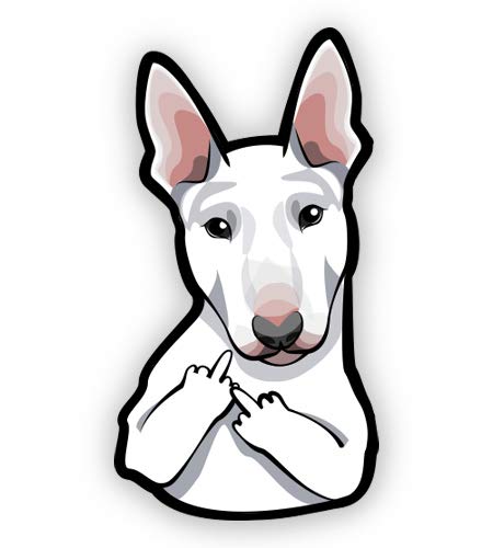 Pitbull Bull Terrier Middle Finger - 12" Vinyl Sticker Waterproof Decal - size: 12"