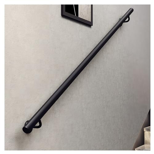 Metal Stair Railing with 2 Brackets Round Tube Wall-Mounted il for Indoor/Outdoor Use Staircase Railing Kit for Balconies Patios & Homes (50cm/1.6ft) - size: 50cm/1.6ft