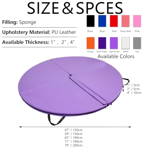 Foldable Pole Crash Mat, Pole Dance Mat, Anti-Collision Cushioned PU Leather Mat for Yoga, Gymnastics, Pole Dancing Gray 2" Tx4.9'W