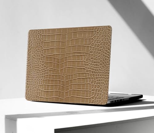 Crocodile Case for MacBook Air 13 inch 2026-2022 M5/M4/M3/M2 Logo Cutout | Model A3449 A3240 A3113 A2681, Texture Crocodile Aligator Skin Snakeskin PU Leather Hardshell Case & Keyboard Cover, Camel - color: ## Camel Crocodile