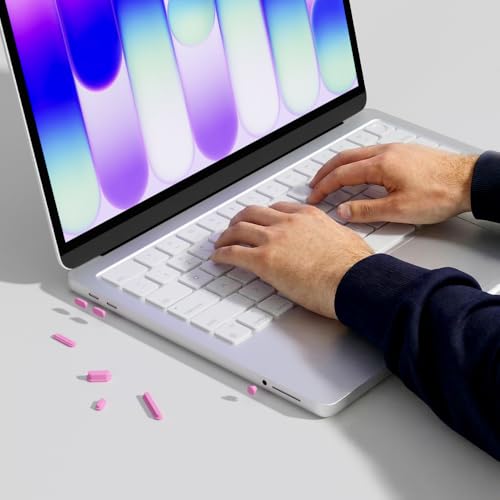 ProElife 7 Pcs Anti Dust Dirt Plug Cups Set for MacBook Neo, Pink | Durable & Reusable Silicone Laptop Accessories, Custom Fit Design, Easy to Clean Non-Slip Stuff for Macbook USB-C & Headphone - color: Pink
