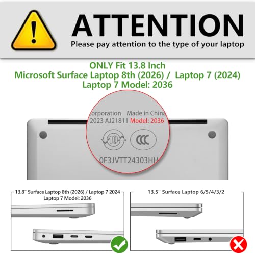 Fintie Case for 13.8 Inch Surface Laptop 8 2026 / Surface Laptop 7 2024 | Hard Shell, Slim Fit, Glittering Clear - color: Glittering Clear