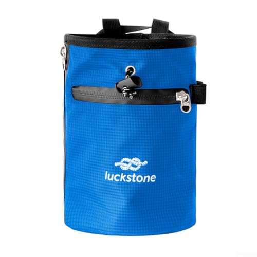 FABULETTA Climbing Chalk Bag for Rock Climbing, Gymnastics Chalk Pouch with Belt, No Leak Design, Storage Pockets, Adjustable Waist Strap for Bouldering and(Blue) - size: Blue