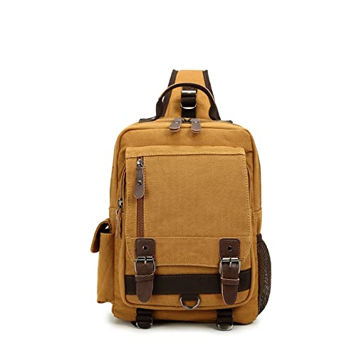 Sechunk Canvas Messenger Bag Sling Bag Crossbody Bag Shoulder Bag Retro Cross Body Handbags - color: Yellow, size: Large