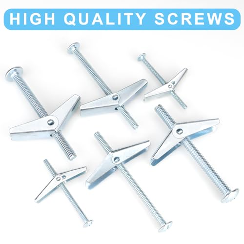 25 Pcs 3/16 Inch Toggle Bolts Heavy Duty Metal Drywall Anchors Kit | Dry Wall Anchors and Screws Kit for Hanging Lamps Heavy Items, Butterfly Anchors for Ceiling, Sheetrock, Hollow Wall - size: 3/16"-50pcs(25sets)