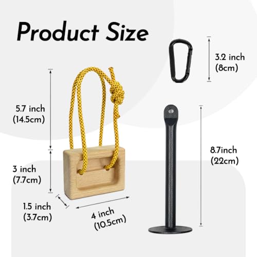 Portable Beech Wood Fingerboard Climbing Hangboard Set – Dual-Pocket Grip Blocks for Finger & Forearm Strength Training – Adjustable Rope and Metal Clips Included - color: 1*Grip Blocks and Loading Pin