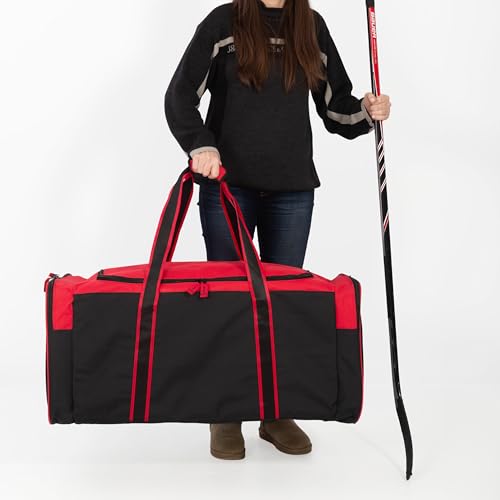 Jetstream Heavy Duty Multi Pocket Durable Sports Gym Equipment Travel Duffel Bag - color: XL 36" Red, size: 36IN