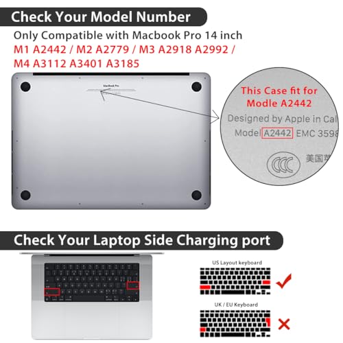 for with MacBook Pro 14 inch Case 2026-2021 M5 M4 M3 M2 M1 Pro/Max A3426 A3427 A3434 A3112 A3401 A2918 A2992 A2779 A2442, Hard Shell with Keyboard Cover+Protective Film, Beacon - color: Lighthouse